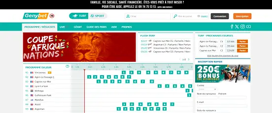 Visuel de la page d'accueil de Genybet Turf