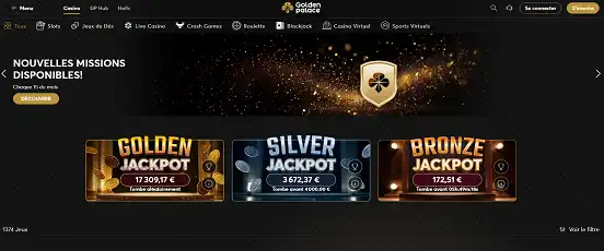 Visuel de la page d'accueil de Golden Palace Casino