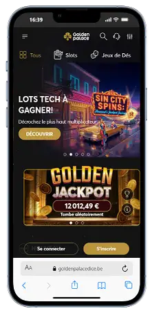 Application mobile Golden Palace Casino sur smartphone