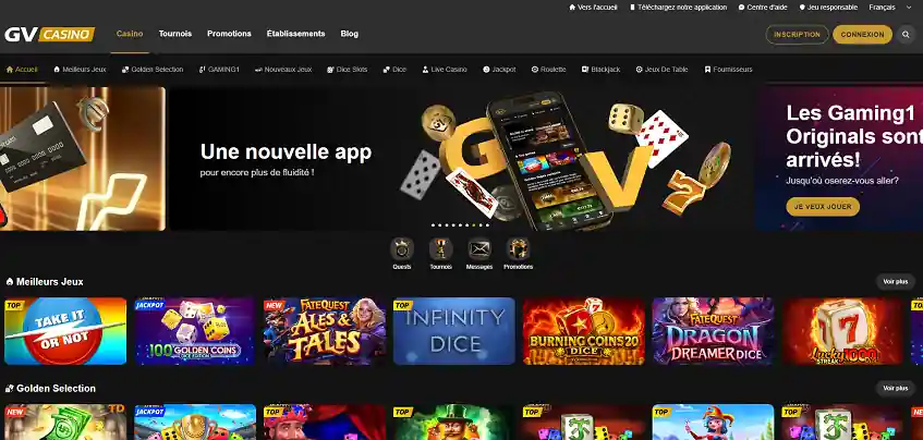 Aperçu de la plateforme Golden Vegas Casino sur ordinateur