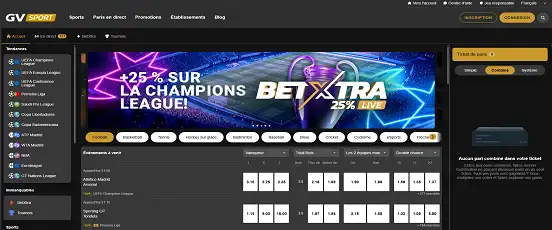 Visuel de la page d'accueil de Golden Vegas Sport