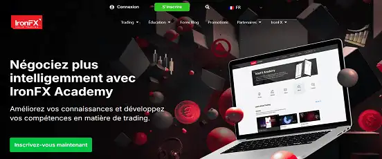 Visuel de la page d'accueil d'IronFX