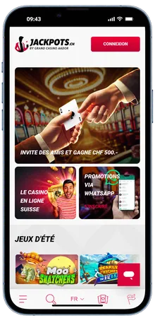 Jackpots.ch affiché sur un téléphone mobile