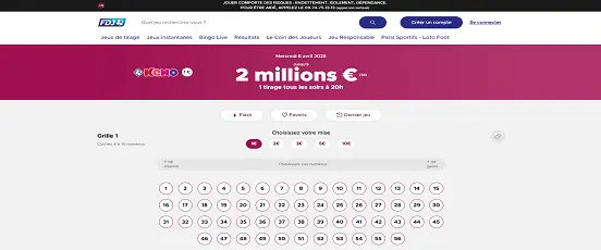 Visuel de la page d'accueil de Keno FDJ