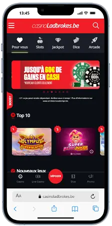 Ladbrokes Casino affiché sur un téléphone mobile