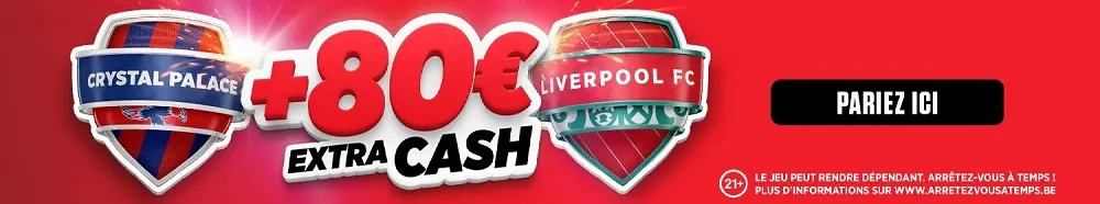 Bonus Ladbrokes Sport de 80€ pour parier sur Crystal Palace vs Liverpool – Offre réservée aux nouveaux joueurs