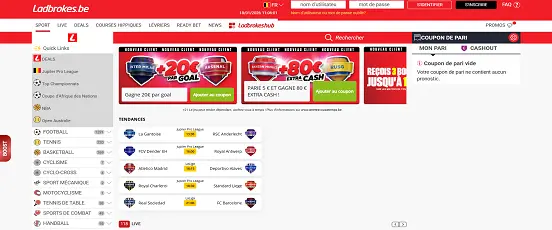 Visuel de la page d'accueil de Ladbrokes Sports