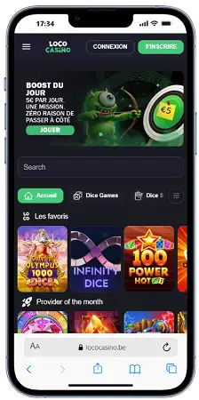 Loco Casino affiché sur un téléphone mobile