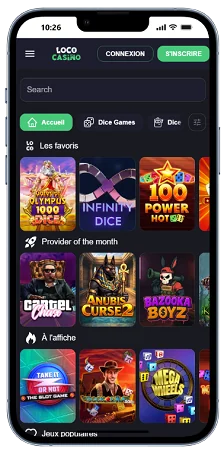 Loco Casino affiché sur un téléphone mobile