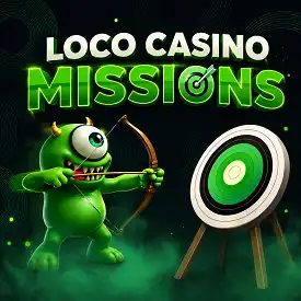 Loco Casino Missions avec monstre archer, cible verte et ambiance casino immersive et dynamique