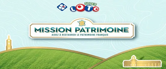 Visuel officiel du Loto Mission Patrimoine 2025 avec le slogan aidez à restaurer le patrimoine français