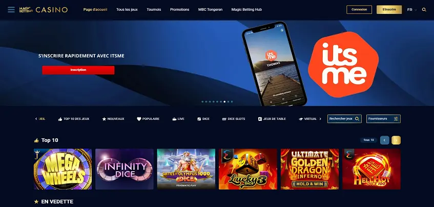 Aperçu de la plateforme Magic Betting Casino sur ordinateur