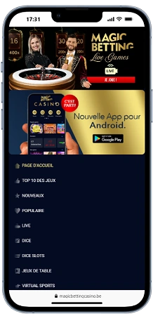 Magic Betting Casino affiché sur un téléphone mobile