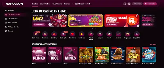 Visuel de la page d'accueil de Napoleon Casino
