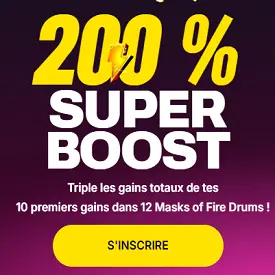 Napoleon Games Casino affiche son Super Boost 200 % sur 12 Masks of Fire Drums et triple les gains