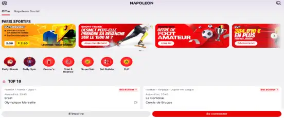 Visuel de la page d'accueil de Napoleon Sports