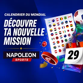 Calendrier du Mondial Napoleon Sports : nouvelle mission avec drapeaux, ballon et calendrier sportif