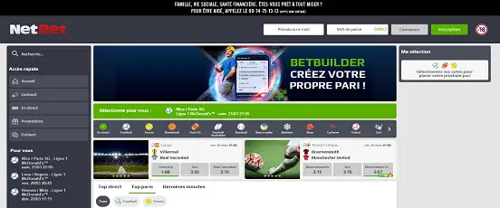 Visuel de la page d'accueil de Netbet