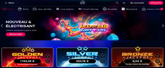 Visuel de la page d'accueil Oria Casino