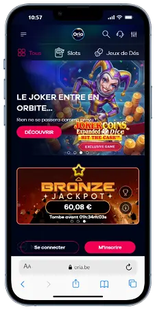 Oria Casino affiché sur un téléphone mobile