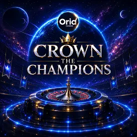 Oria Casino présente Crown the Champions dans un univers spatial avec roulette futuriste et couronne dorée