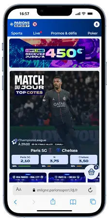 Application mobile Parions Sport affichée sur smartphone