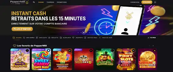 Visuel de la page d'accueil de Peppermill