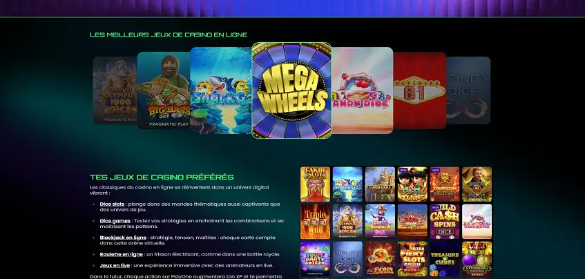 Aperçu de la plateforme PlayOne sur ordinateur