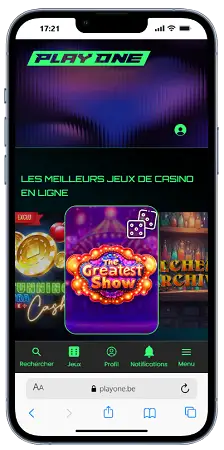 PlayOne affiché sur un téléphone mobile