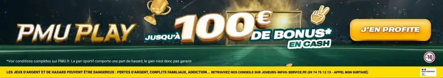 Bannière PMU Play Sport avec offre de bienvenue