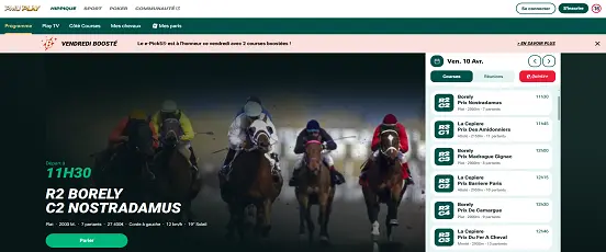 Visuel de la page d'accueil de PMU Play Hippique