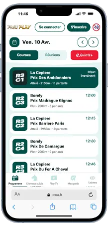 PMU Play hippique affiché sur un téléphone portable