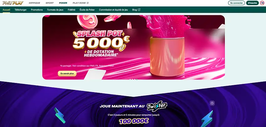 Aperçu de la plateforme PMU Play Poker sur ordinateur