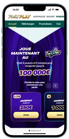 Aperçu de PMU Play Poker sur un téléphone mobile