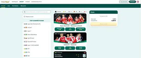 Visuel de la page d'accueil de PMU Play Sport