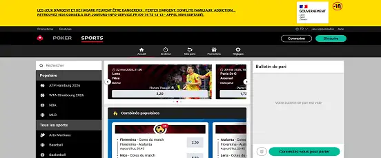 Visuel de la page d'accueil de Pokerstars Sport