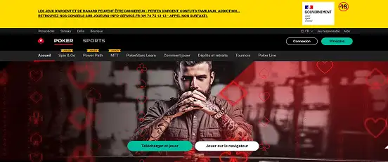 Visuel de la page d'accueil de Pokerstars