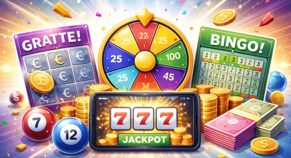 Bannière illustrant la publicité jeux en ligne Loterie nationale avec jeux instantanés