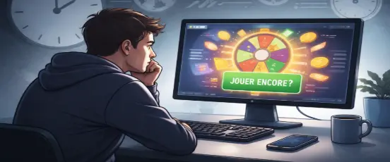 Joueur face à un écran de jeu instantané
