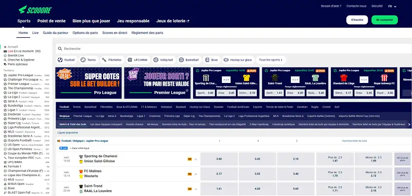Aperçu de la plateforme Scooore sur ordinateur