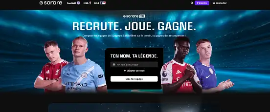 Visuel de la page d'accueil de Sorare