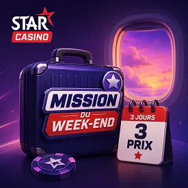 Mission du Week-end Starcasino avec 3 jours, 3 prix et un prix final dans un univers de voyage