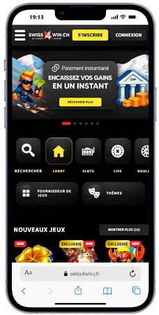 Application mobile Swiss4win sur smartphone
