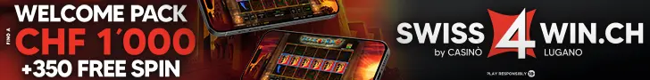 Welcome Pack Swiss4win avec bonus de CHF 1'000 et 350 free spins