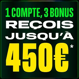 Unibet.fr bonus de bienvenue, 1 compte 3 bonus, offre promotionnelle jusqu’à 450€