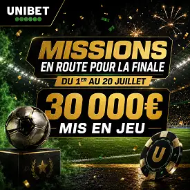 Unibet.fr Missions En Route Pour la Finale : 30 000€ mis en jeu sur fond de stade nocturne