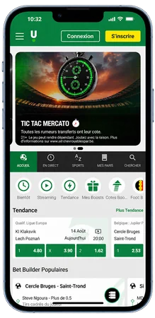 Unibet Sport Belgique affiché sur un téléphone portable