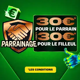 Offre de parrainage Unibet.fr sur un fond vert promotionnel