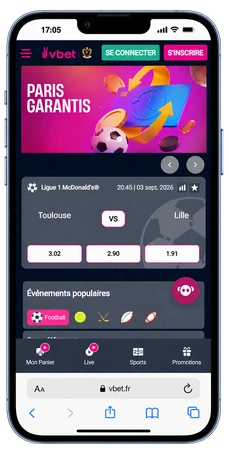 VBET affiché sur un téléphone portable