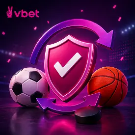 Visuel VBET Paris Garantis avec football, basketball, hockey et bouclier